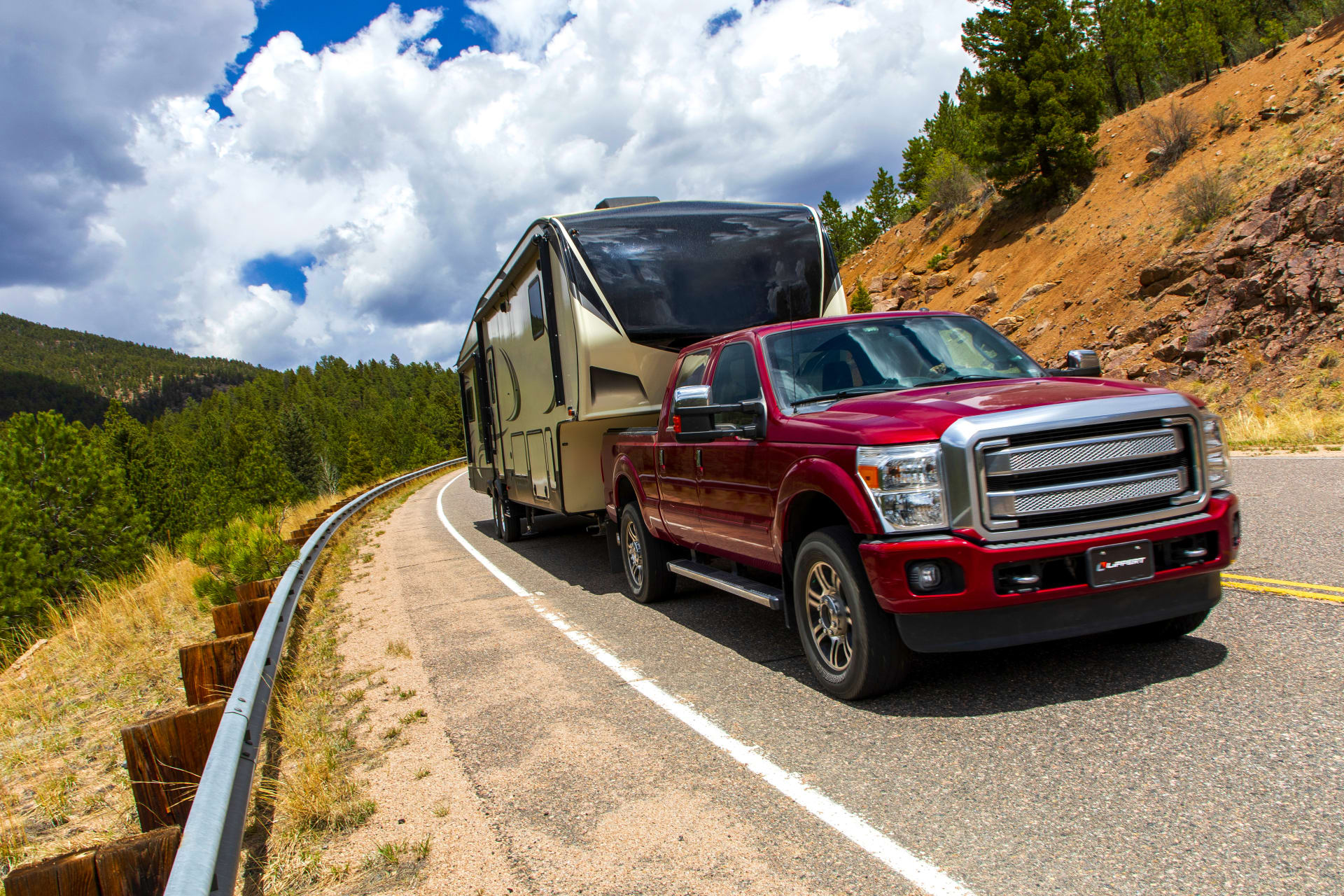 Pickup Truck Towing 5th Wheel RV Camper